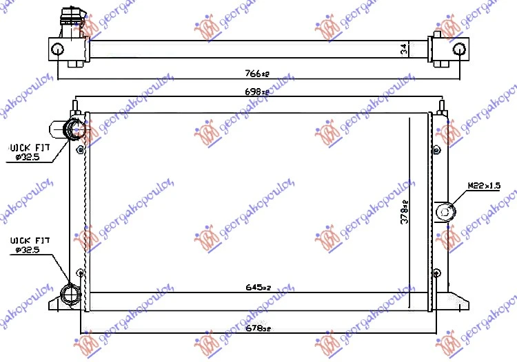 HLADNJAK MOTORA 1.8/2.0i/1.9TDi (63.5x36.6) 2000- (MARELLI)