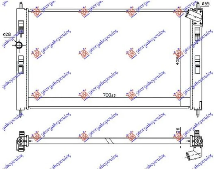 HLADNJAK MOTORA 1.8/2.2 DI-D DIZEL (MAN/AUTO) (700x410) (KOYO)