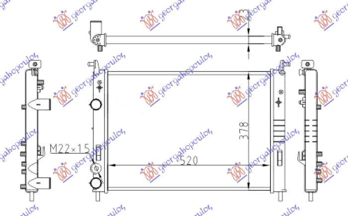 HLADNJAK MOTORA 1.9 D-JTD (520x378x23) 2000- (NRF)