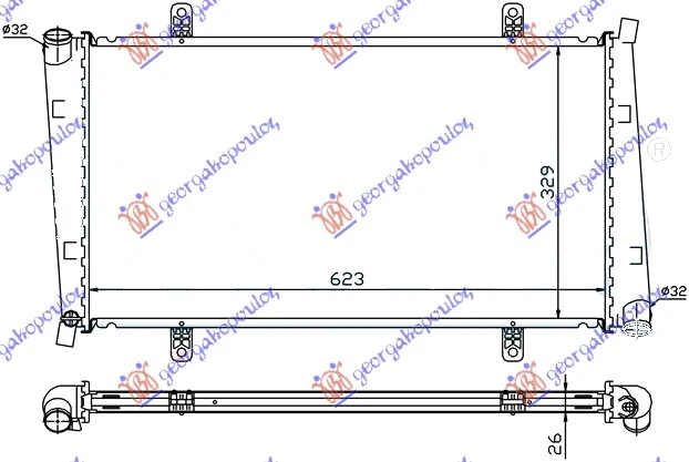 HLADNJAK MOTORA 1.9 DIZEL (622x330x27) 2000-2006 (NRF)
