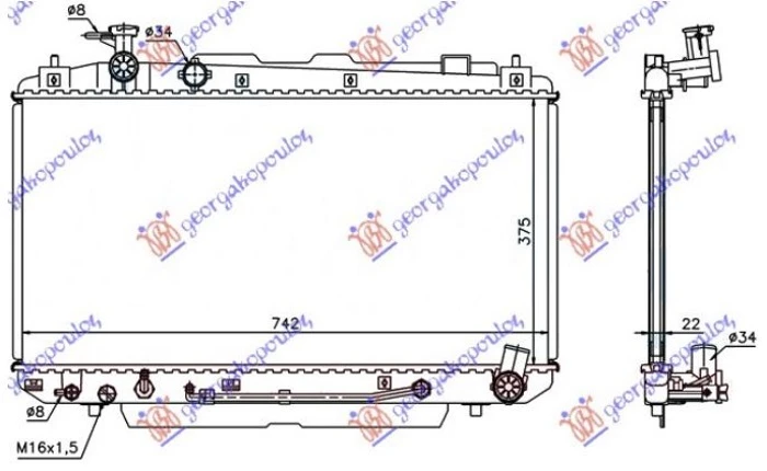 HLADNJAK MOTORA 2.0 16V (AUTO) (37.5x73.8x) (KOYO)