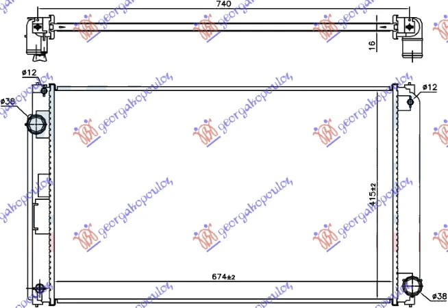 HLADNJAK MOTORA 2.0 16v BENZIN (MAN/AUTO) (675x415x16) (KOYO)
