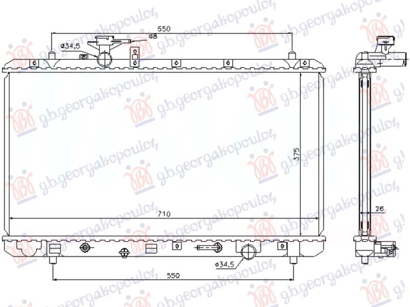 HLADNJAK MOTORA 2.0 BENZIN (MAN/AUTO) (375x710x26) (NISSENS)