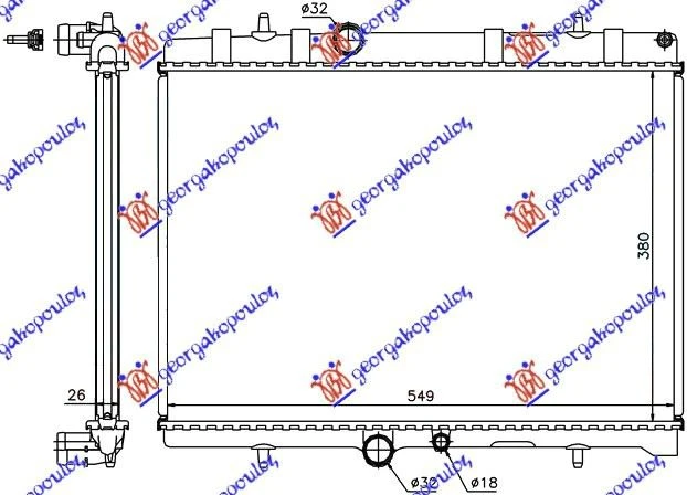 HLADNJAK MOTORA 2.0 DIZEL HDi (380x560x19) (NRF)