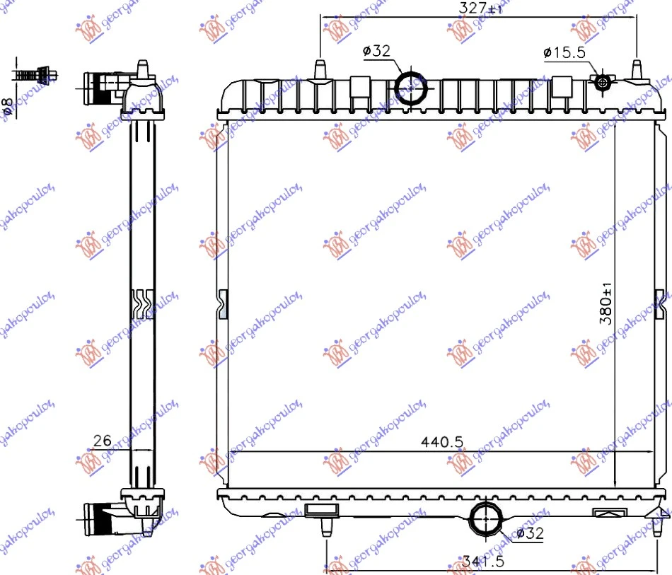 HLADNJAK MOTORA 2.0 Hdi HIBRID DIZEL (380x440x26) (NISSENS)