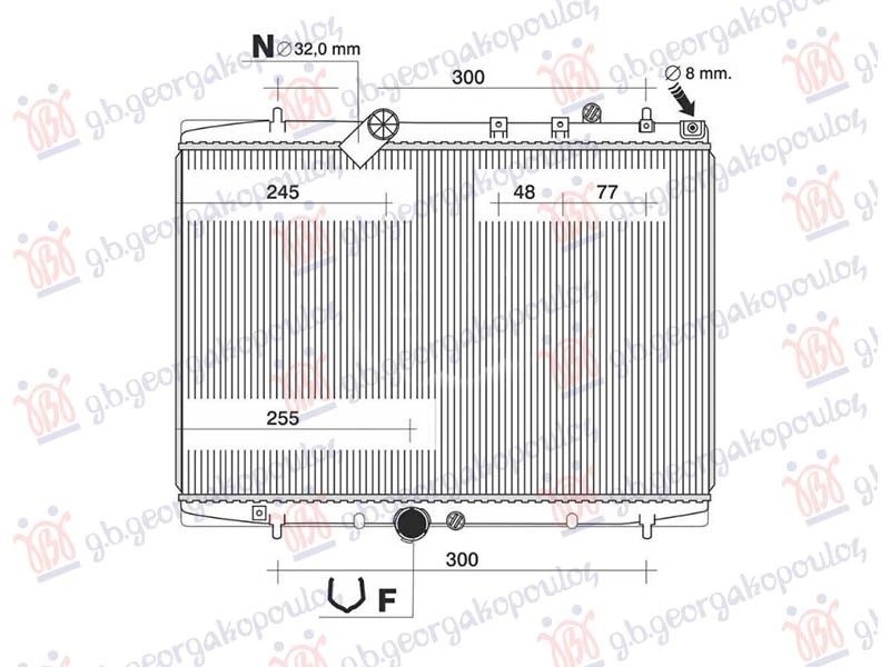 HLADNJAK MOTORA 2.0 HPI BENZIN - 2.2 HDI DIZEL (MAN) (+/-AC) (380x544) (NRF)