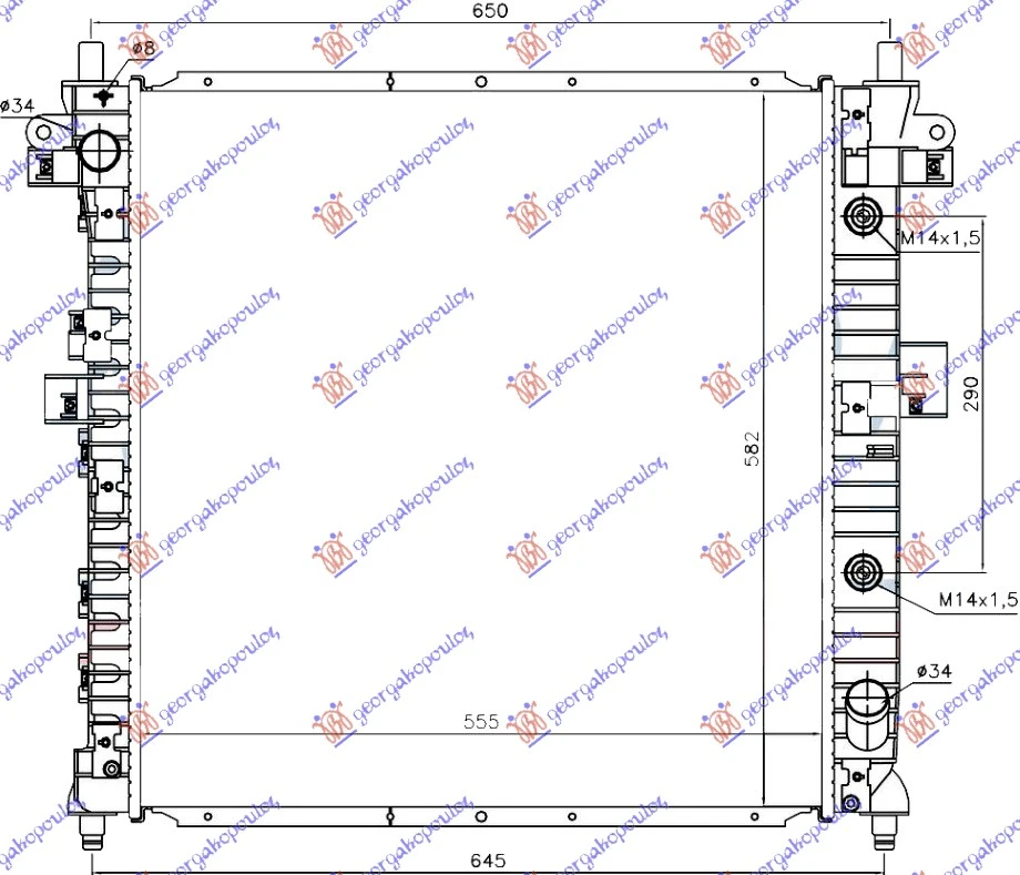 HLADNJAK MOTORA 2.0 Xdi DIZEL (AUTO) (555x580x26) (NRF)