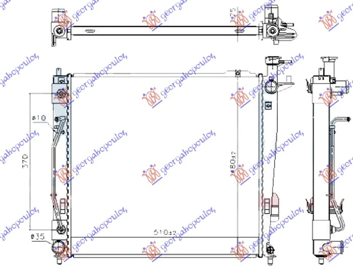 HLADNJAK MOTORA 2.0/2.2 CRDi DIZEL (AUTO) (510x480x26) (HALLA TIP) (VALEO)
