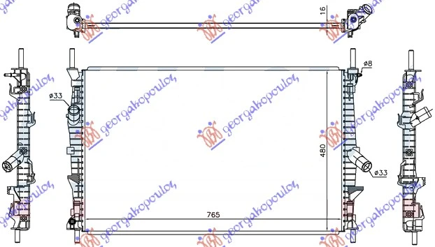 HLADNJAK MOTORA 2.0/2.2 TDCi DIZEL (765x460x16) RWD-4WD (NRF)