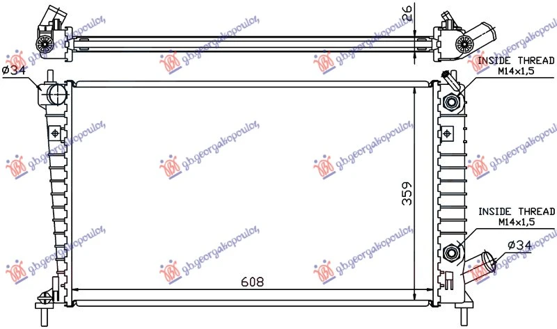 HLADNJAK MOTORA 2.0/2.3 BENZIN (AUTO) (608x359) (NRF)