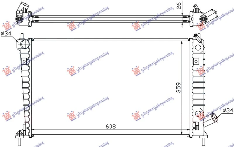 HLADNJAK MOTORA 2.0/2.3 BENZIN (MAN) (608x359) (NISSENS)