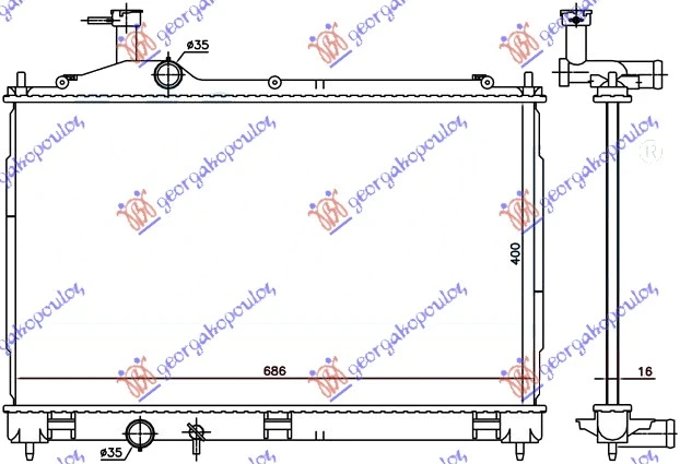 HLADNJAK MOTORA 2.0/2.4/3.0 BENZIN - 2.0 HIBRID (400x690x16) (NRF)