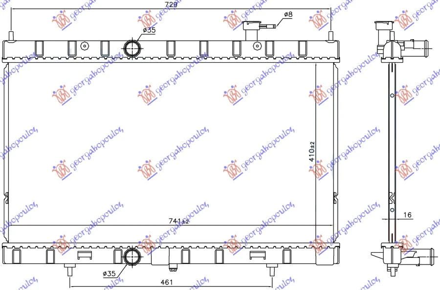 HLADNJAK MOTORA 2.0/2.5 16v BENZIN (410x741x16) (NRF)