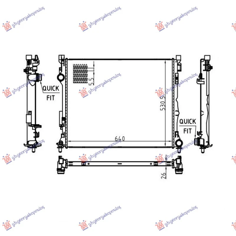 HLADNJAK MOTORA 2.0/3.0 BENZIN/DIZEL - 2.0/2.9 DIZEL/HIBRID (645x523x26) (NRF)