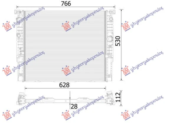 HLADNJAK MOTORA 2.0/4.4 HiBRID-BENZIN (628x530x26) (NRF)