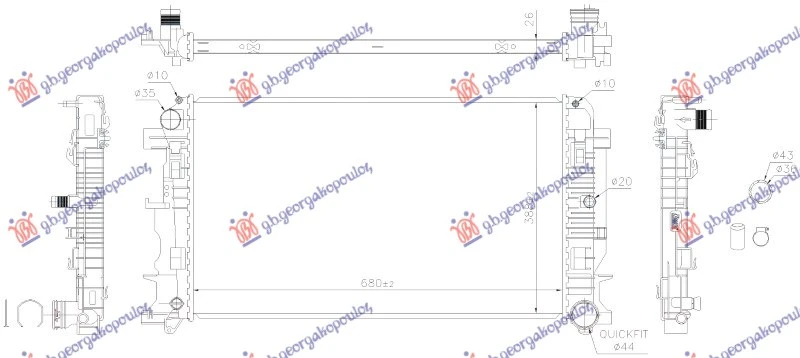 HLADNJAK MOTORA 2.2 Cdi (MAN) (+AC) (680x400x2.6) LEMLJEN SPOJ (VALEO)