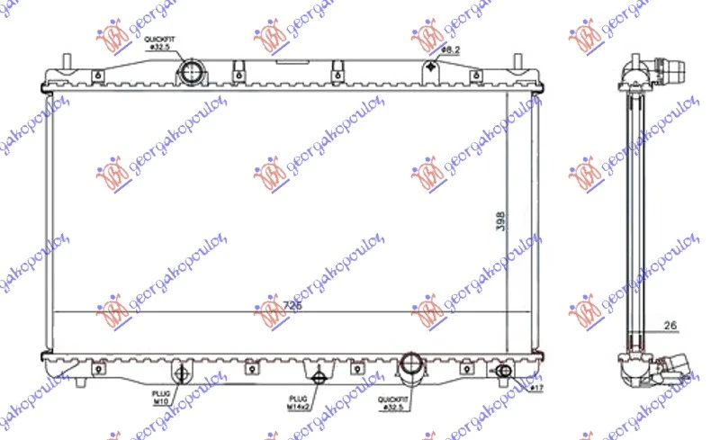HLADNJAK MOTORA 2.2 CDTi DIZEL (MAN) (398x726x26) (NRF)