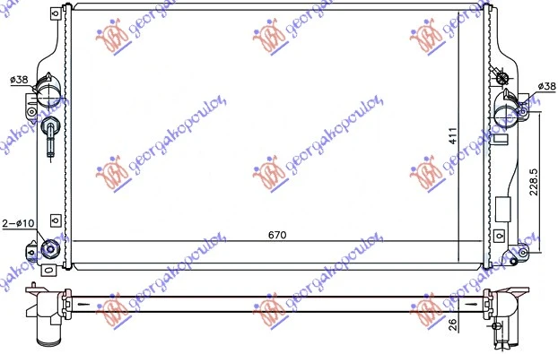 HLADNJAK MOTORA 2.2 D4D (AUTO) (670x430x27) (KOYO)