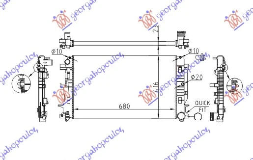 HLADNJAK MOTORA 2.2 DIZEL Cdi (MAN) (-AC) (677x415x23) (NRF)