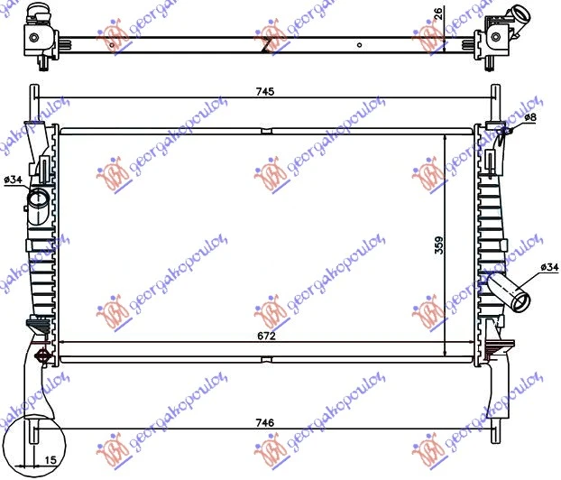 HLADNJAK MOTORA 2.2/2.3 TDCI 2.4i (-AC) (67x38) (NRF)