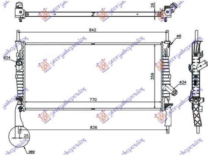 HLADNJAK MOTORA 2.2/2.4 TDCI 2.3i (+AC) (76.8x38) (NRF)
