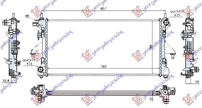 HLADNJAK MOTORA 2.3 JTD (-AC) DIZEL (MAN) (780x380x26) (LEMLJEN SPOJ) (VALEO)