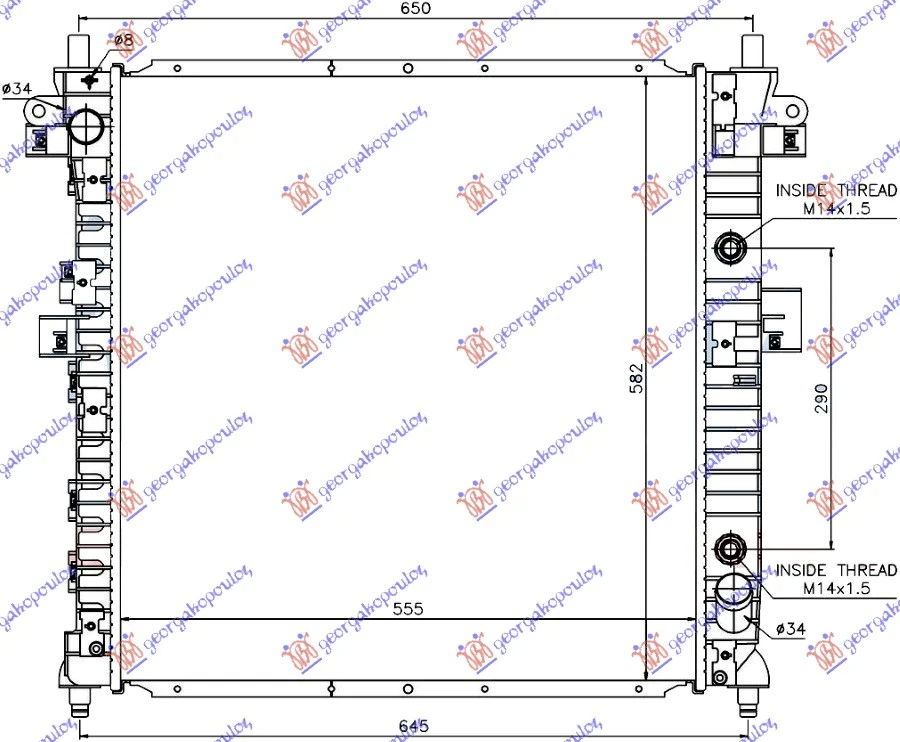 HLADNJAK MOTORA 2.3i BENZIN / 200 Xdi DIZEL (AUTO) (555x580x26) (VALEO)
