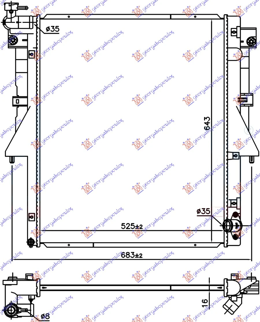 HLADNJAK MOTORA 2.4 DI-D DIZEL (525x669x16) (4N15) (NRF)