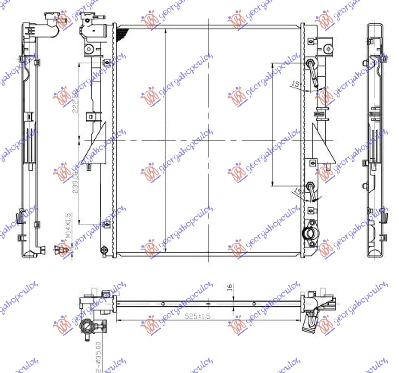 HLADNJAK MOTORA 2.4 DI-D DIZEL (AUTO) (4N15) (525x643x16) (KOYO)