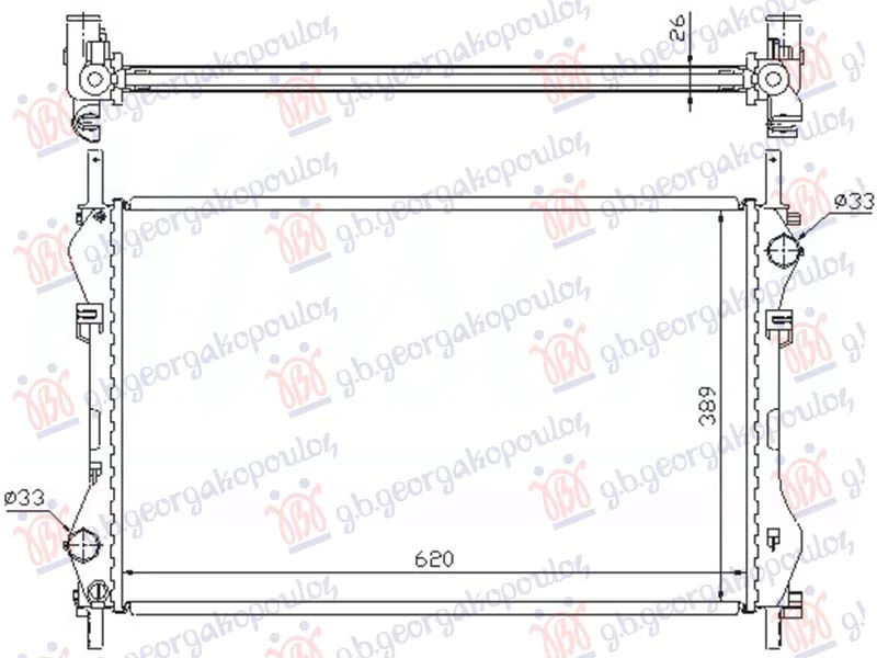 HLADNJAK MOTORA 2.4 DIZEL (-AC) (620x400x26) (NRF)