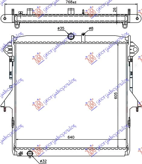HLADNJAK MOTORA 2.5 BENZIN (MAN/AUTO) (605x640) (KOYO)