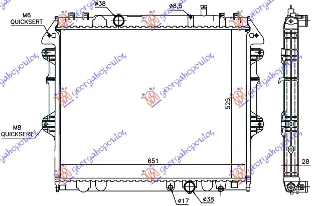 HLADNJAK MOTORA 2.5/3.0 TD (52.5x65) ZATVOREN SISTEM (KOYO)