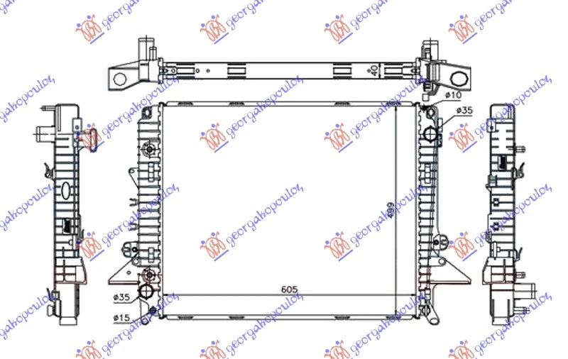 HLADNJAK MOTORA 2.7 Tdi V6 DIZEL (MAN/AUTO) (605x500x40) (NRF)