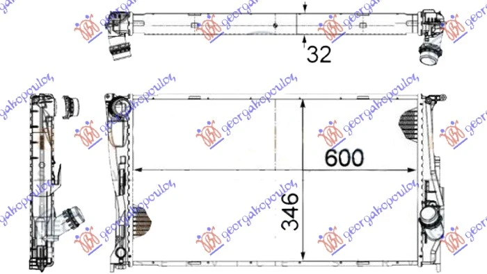 HLADNJAK MOTORA 3.0 (135i) BEN (MAN) 2.0 (116D/118D/120D/123D) DIZ (MANUAL/AUTOMATIC) (600x340x32) 1 CEV (MAHLE BEHR PREMIUM-L)