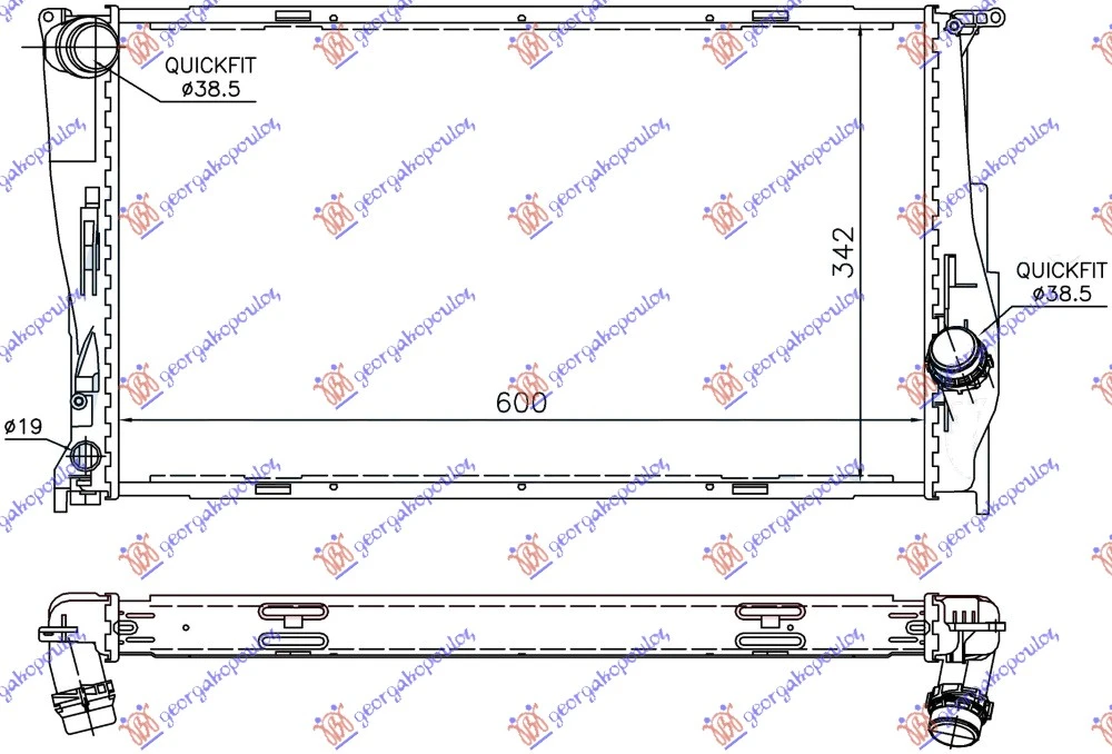 HLADNJAK MOTORA 3.0 (135i) BENZIN (MAN) - 2.0 (116D/118D/120D/123D) DIZEL (MAN/AUTO) (600x340x32) 1 CEV (NRF)