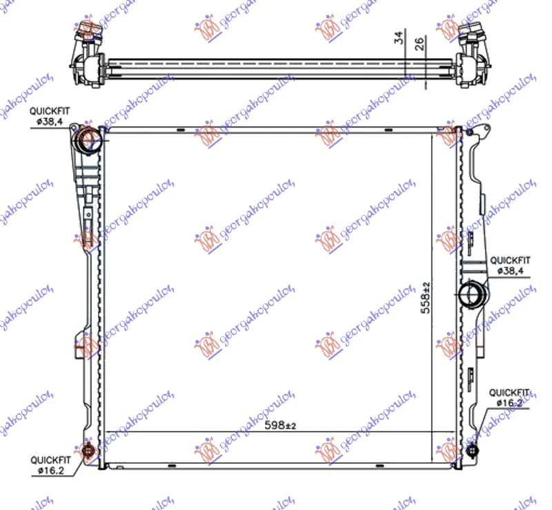 HLADNJAK MOTORA 3.0 (28iX KIN N52B30) BENZIN (AUTO) (600x560x26) (NISSENS)
