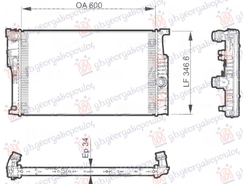 HLADNJAK MOTORA 3.0 (330d) DIZEL (AUTO) (600x330x26) (3 CEVI) (NRF)