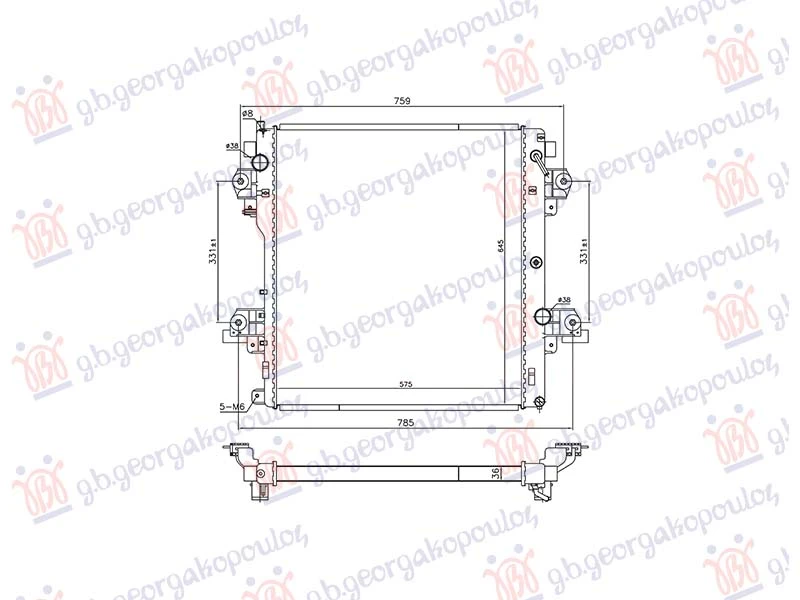 HLADNJAK MOTORA 3.0 D4-D DIZEL (AUTO) (570x650x36) (NRF)