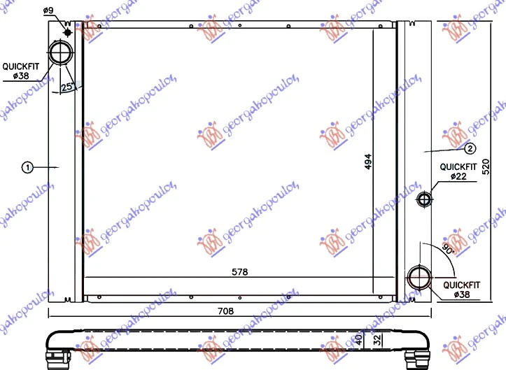 HLADNJAK MOTORA 3.0 TD DIZEL (AUTO) (570x500) CEO ALUMINIJUM (NISSENS)