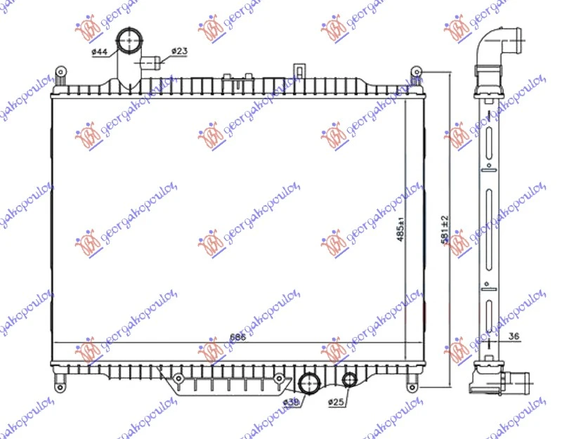 HLADNJAK MOTORA 3.0 TD DIZEL (MAN/AUTO) (485x685x36) 2010- (KOYO)