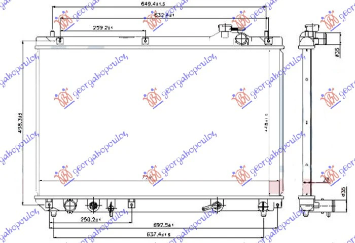 HLADNJAK MOTORA 3.0BEN AUTO (450x730x26)