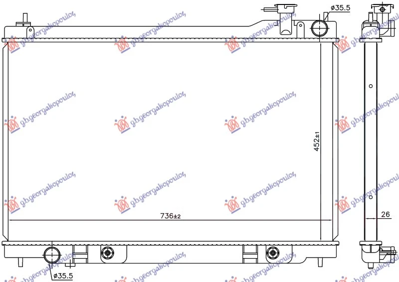 HLADNJAK MOTORA 3.5i 24V (AUTO) (45x72.7x25) (NRF)