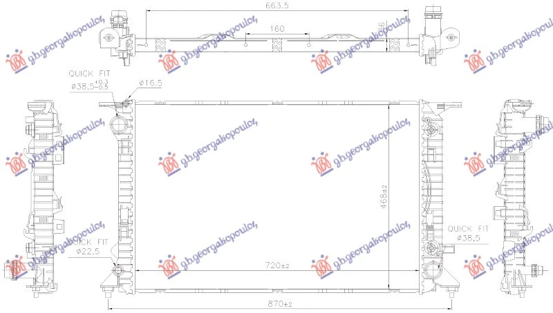 HLADNJAK MOTORA 3.6 BENZIN (AUTO) (720x468x36) (NRF)