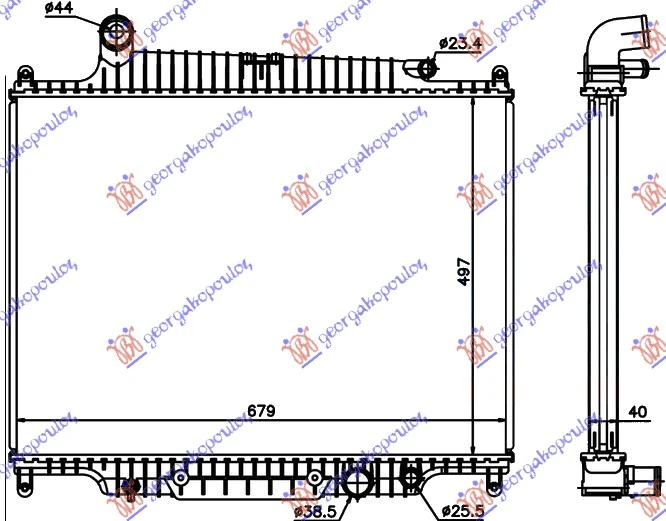 HLADNJAK MOTORA 3.6 TD DIZEL (AUTO) (495x680) (NISSENS)