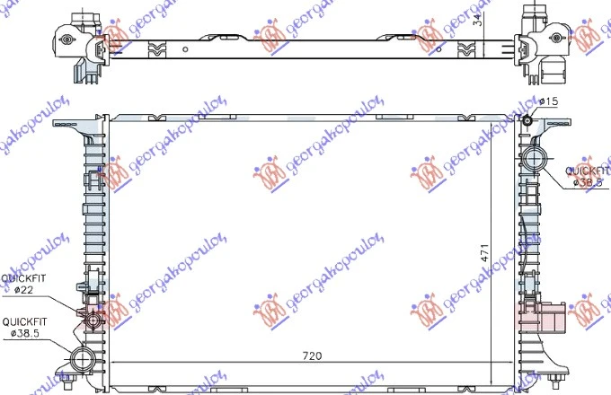 HLADNJAK MOTORA 4.0 TFSi 4.2-6.3 FSi BENZIN / 4.2 TDi DIZEL (720x470x32) (NRF)