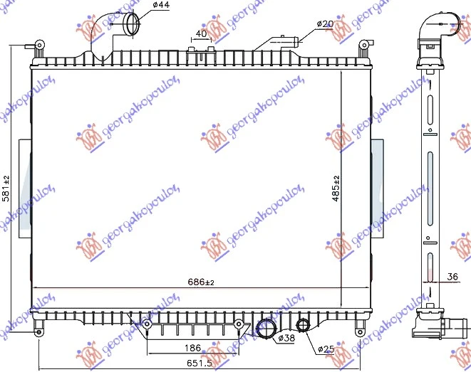 HLADNJAK MOTORA 4.4 TD DIZEL (AUTO) (485x685) (NISSENS)