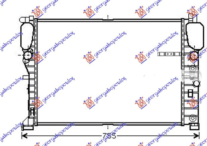 HLADNJAK MOTORA 5.5/6.2 BENZIN - 3.2/4.0 DIZEL (MAN/AUTO) (+/-AC) (640x459) (NISSENS)