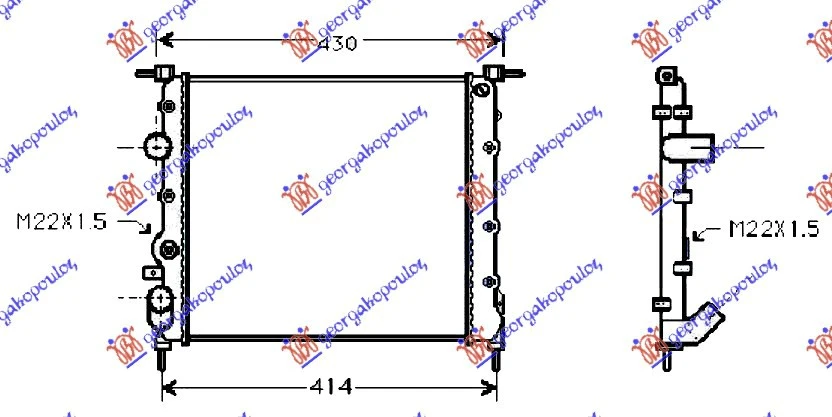 HLADNJAK MOTORA BENZIN (-AC) (35x37) SA PUMPOM (VALEO)