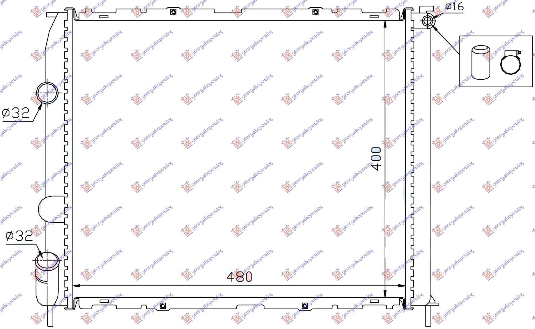 HLADNJAK MOTORA BENZIN (+AC) (48x40x2.8) (MEHANICKI SPOJ) (NISSENS)