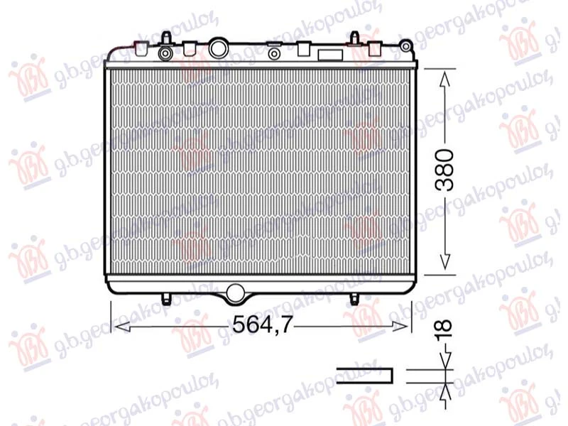 HLADNJAK MOTORA BENZIN-DIZEL (38x55x1.8) SA NOSACEM VENTILATORA (HELLA)